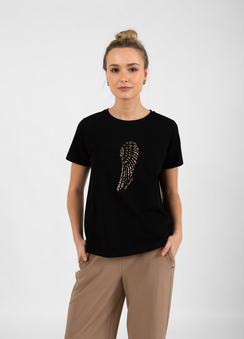 Coster Copenhagen T-SHIRT MED VINGE - MITTENÄRMLÄNGD T-Shirt Black - 100