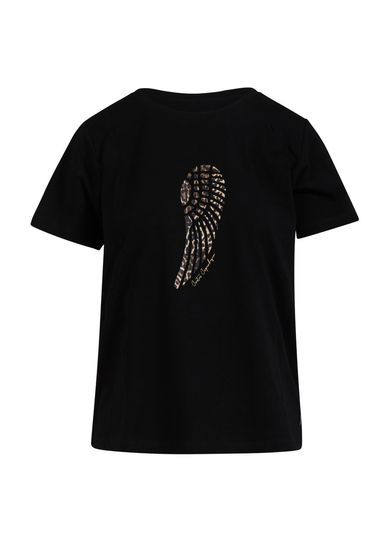 Coster Copenhagen T-SHIRT MED VINGE - MITTENÄRMLÄNGD T-Shirt Black - 100