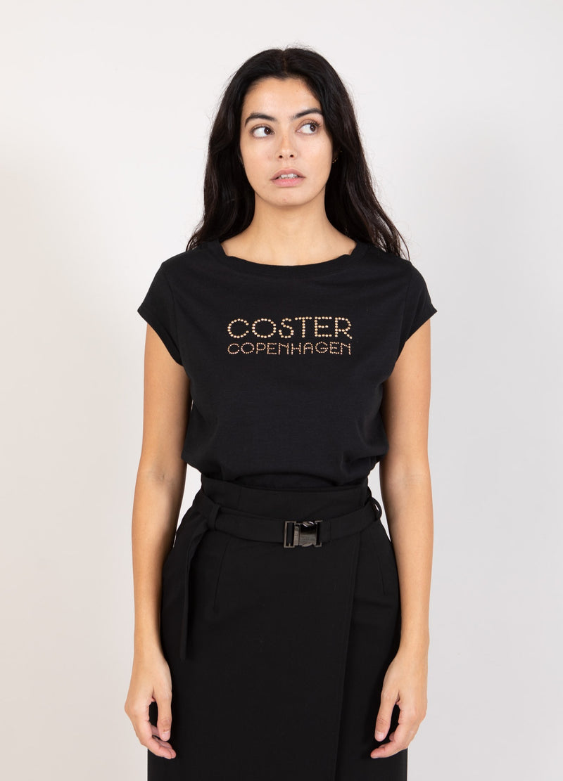 Coster Copenhagen T-SHIRT MED COSTER-LOGO I DUBBAR - KEPSÄRM T-Shirt Black - 100