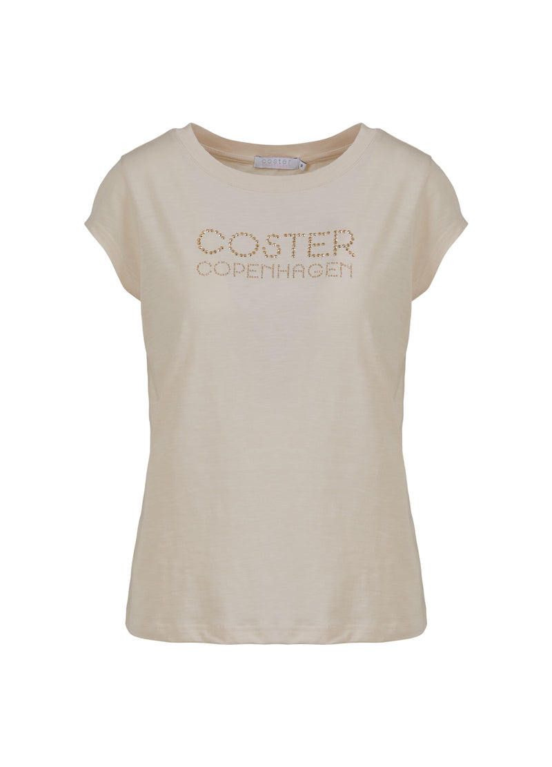 Coster Copenhagen T-SHIRT MED COSTER-LOGO I DUBBAR - KEPSÄRM T-Shirt Creme - 241