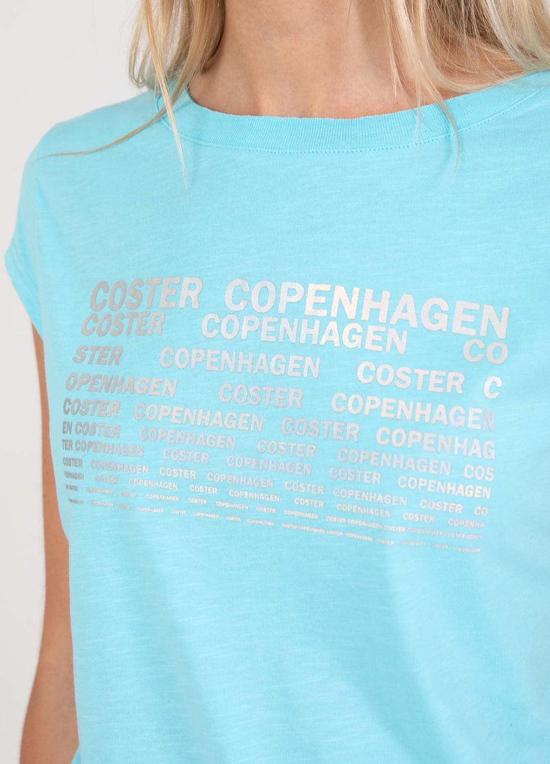 Coster Copenhagen T-SHIRT MED COSTER TRYCK - KEPSÄRM T-Shirt Aqua blue - 585