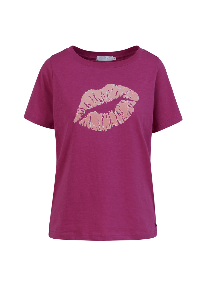 Coster Copenhagen T-SHIRT MED KISSING LIPS - MELLA ÄRM T-Shirt Berry - 693