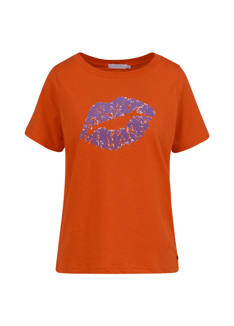 Coster Copenhagen T-SHIRT MED KISSING LIPS - MELLA ÄRM T-Shirt Mandarin - 760
