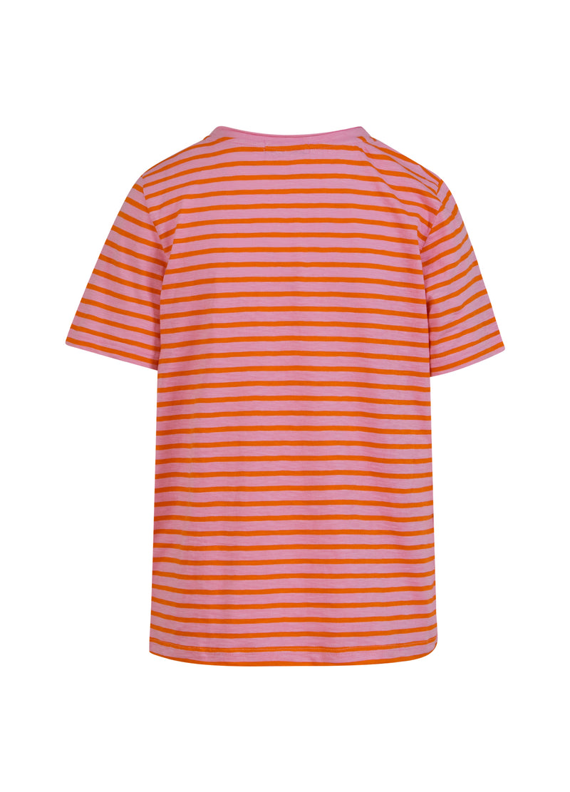 Coster Copenhagen T-SHIRT MED RANDE - MELLA ÄRM T-Shirt Baby pink/mandarin stripe - 666