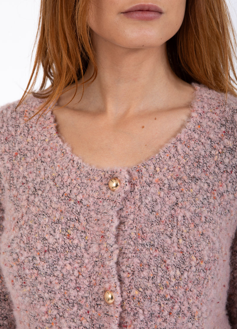 Coster Copenhagen TÄT BOUCLE KARDIGAN Knitwear Rose boucle - 677