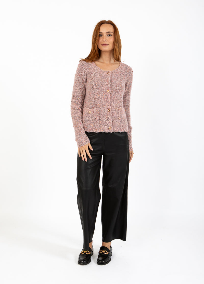 Coster Copenhagen TÄT BOUCLE KARDIGAN Knitwear Rose boucle - 677