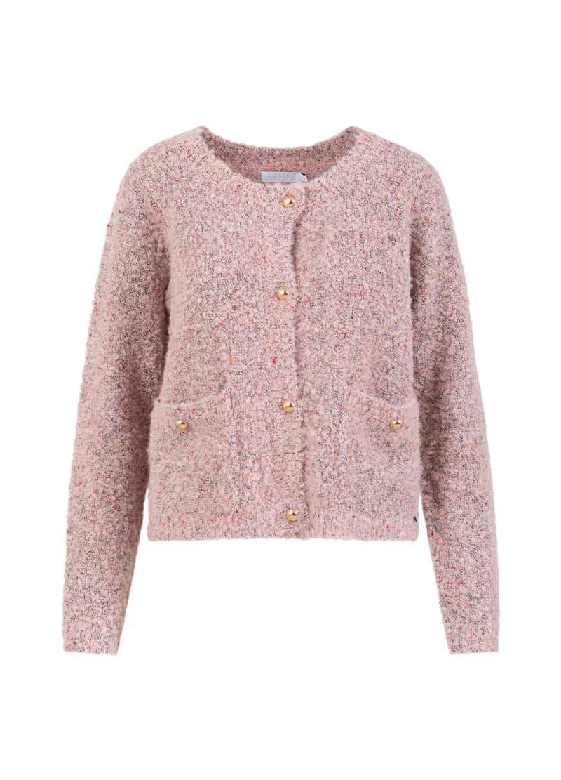 Coster Copenhagen TÄT BOUCLE KARDIGAN Knitwear Rose boucle - 677