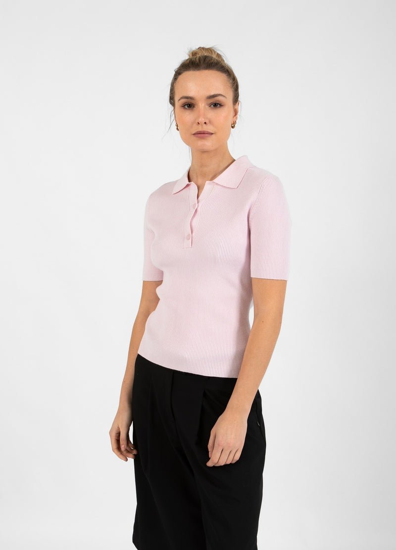 Coster Copenhagen TÄT STICKAD POLO Knitwear Powder rose - 686