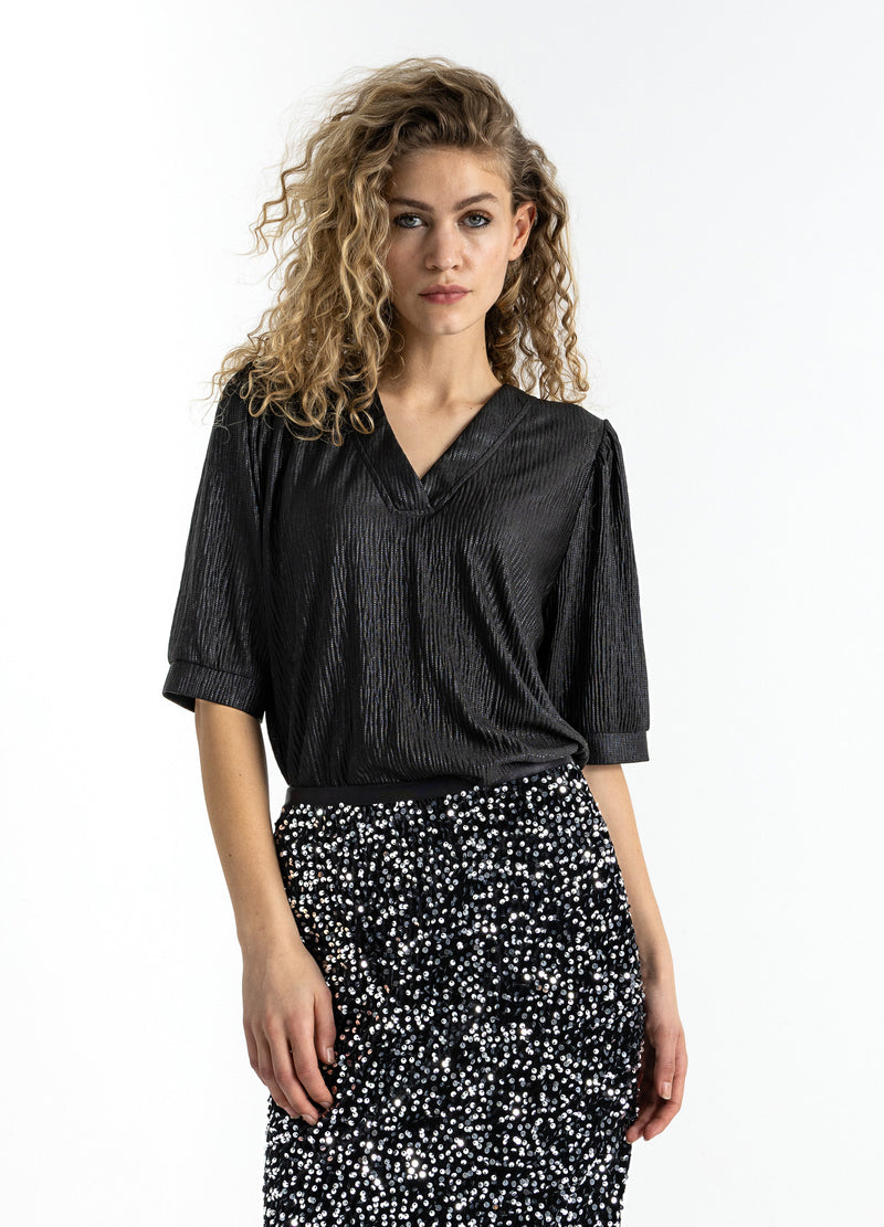 Coster Copenhagen TOPP MED PUFFÄRMAR Shirt/Blouse Black - 100