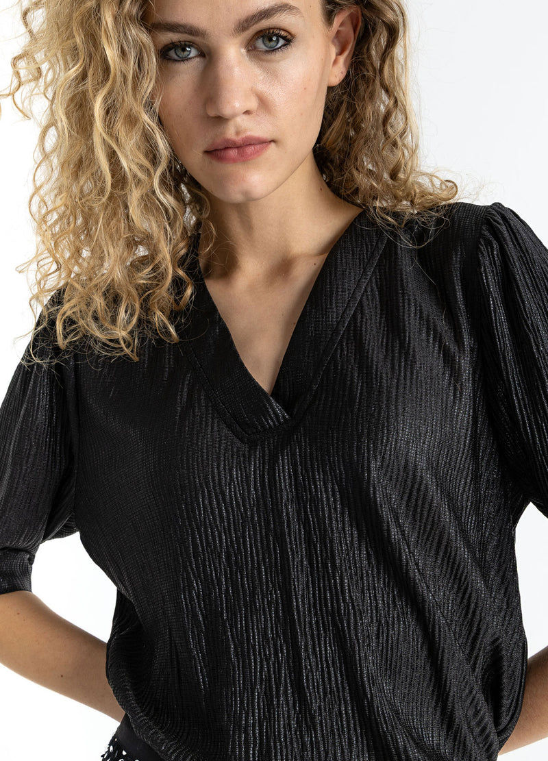 Coster Copenhagen TOPP MED PUFFÄRMAR Shirt/Blouse Black - 100