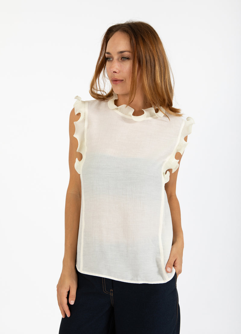 Coster Copenhagen TOPP MED VOLANGER Shirt/Blouse Creme - 241