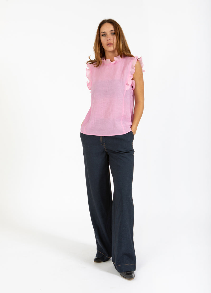 Coster Copenhagen TOPP MED VOLANGER Shirt/Blouse Magenta - 861