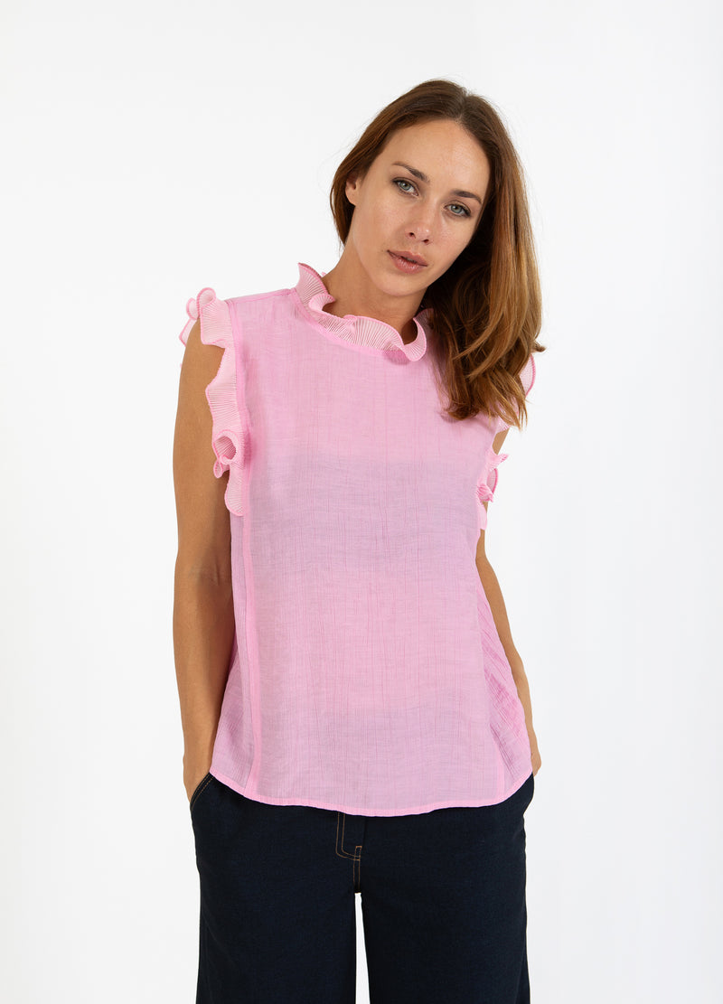 Coster Copenhagen TOPP MED VOLANGER Shirt/Blouse Magenta - 861