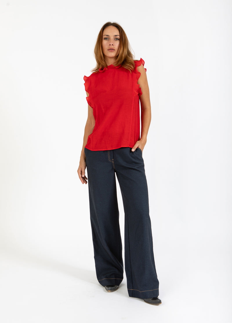 Coster Copenhagen TOPP MED VOLANGER Shirt/Blouse Scarlet red - 618