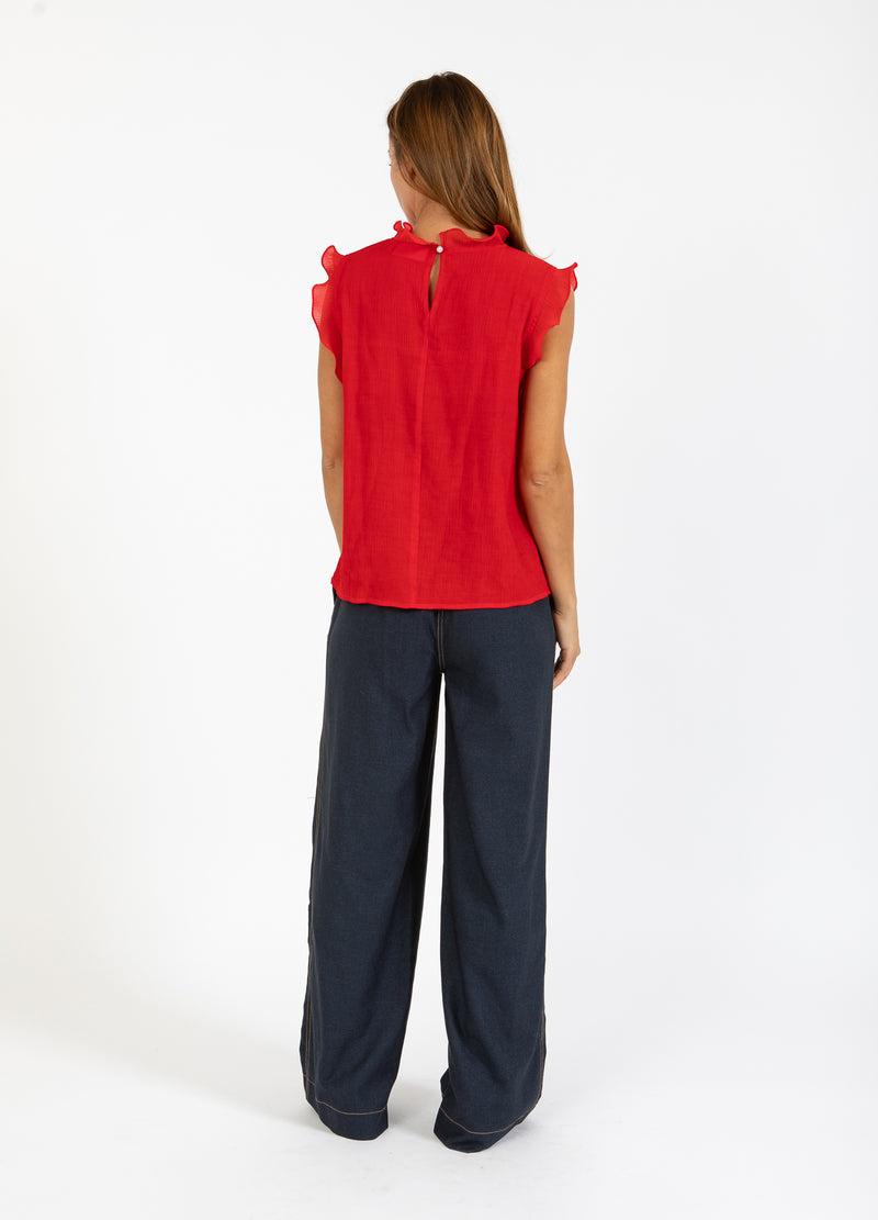 Coster Copenhagen TOPP MED VOLANGER Shirt/Blouse Scarlet red - 618