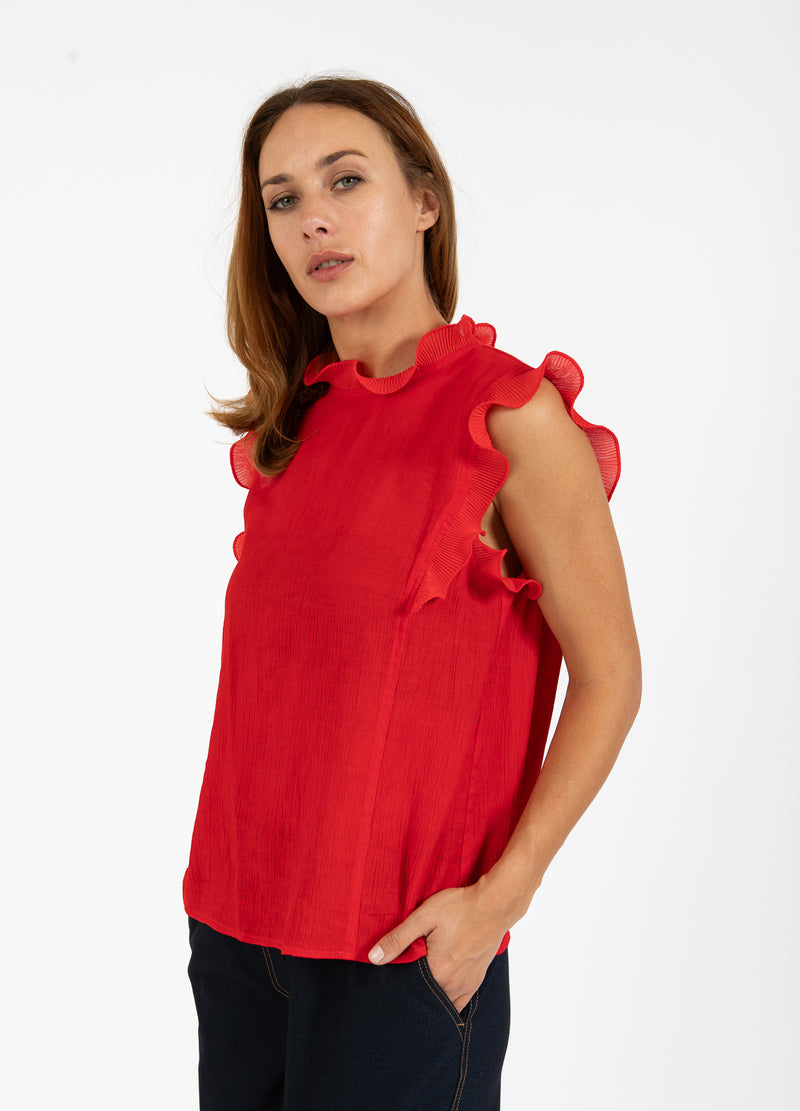 Coster Copenhagen TOPP MED VOLANGER Shirt/Blouse Scarlet red - 618