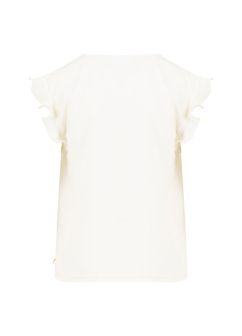 Coster Copenhagen TOPP MED VOLANGER I V-RINGNING Shirt/Blouse Creme - 241