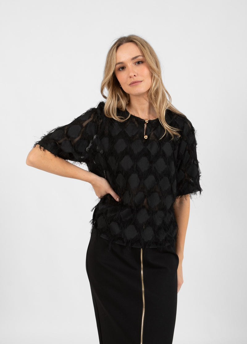 Coster Copenhagen TOP I FLUFFIG SPETS Shirt/Blouse Black - 100