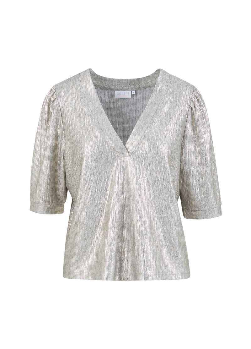 Coster Copenhagen TOP MED PUFFÄRMAR Shirt/Blouse Silver/gold - 212