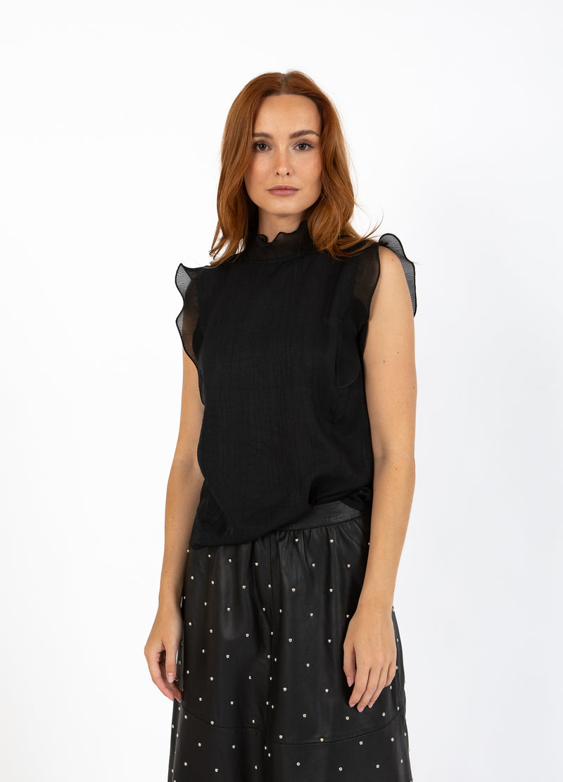 Coster Copenhagen TOP MED VOLANGER Shirt/Blouse Black - 100