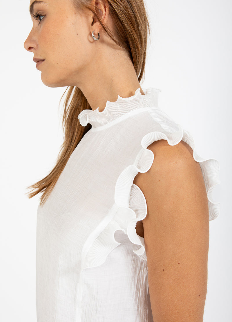 Coster Copenhagen TOP MED VOLANGER Shirt/Blouse Off white - 201