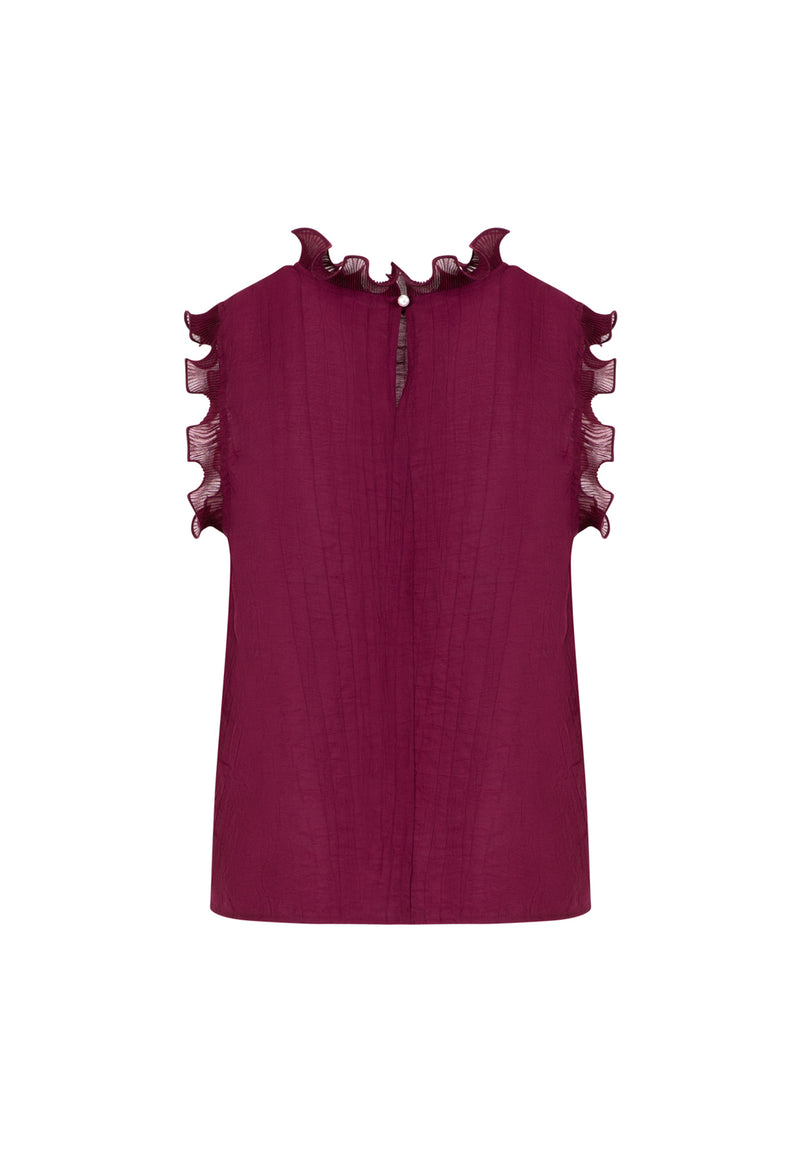 Coster Copenhagen TOP MED VOLANGER Shirt/Blouse Bordeaux - 644