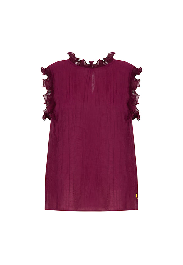 Coster Copenhagen TOP MED VOLANGER Shirt/Blouse Bordeaux - 644