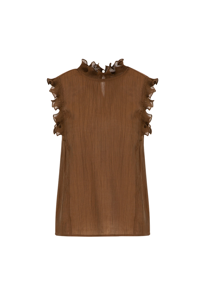Coster Copenhagen TOP MED VOLANGER Shirt/Blouse Brown - 358