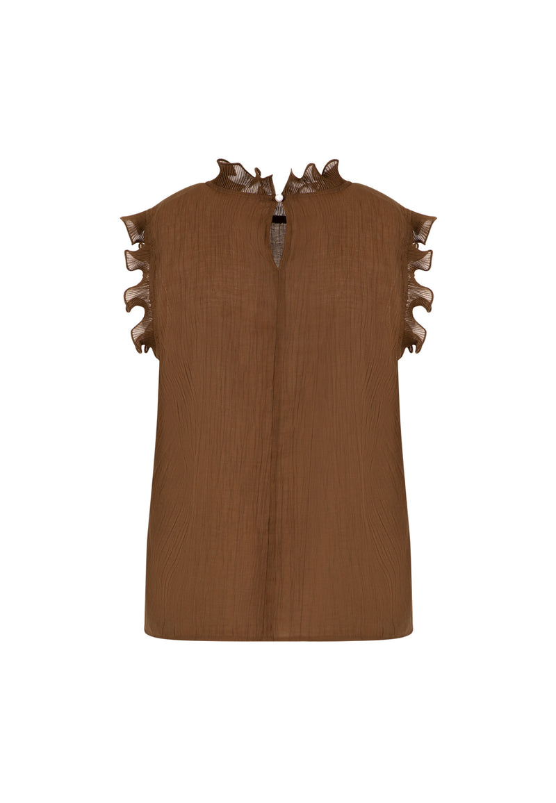 Coster Copenhagen TOP MED VOLANGER Shirt/Blouse Brown - 358