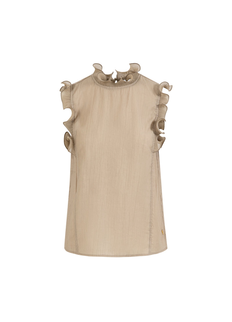 Coster Copenhagen TOP MED VOLANGER Shirt/Blouse Grey sand - 241