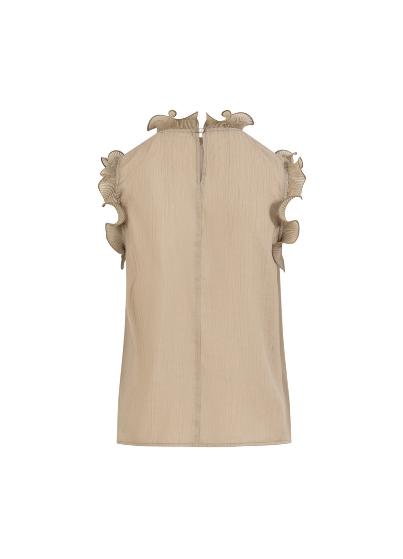 Coster Copenhagen TOP MED VOLANGER Shirt/Blouse Grey sand - 241