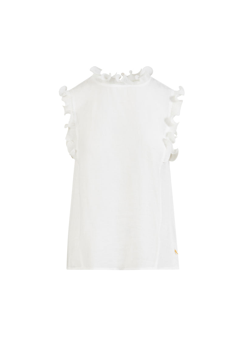 Coster Copenhagen TOP MED VOLANGER Shirt/Blouse Off White - 202