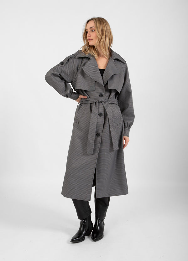 Coster Copenhagen TRENCHCOAT I RUTER Outerwear Black/Grey check - 961