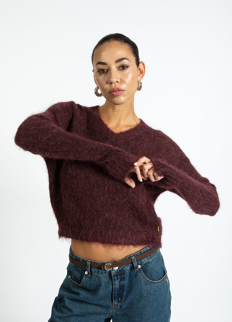 Coster Copenhagen V-HALSSTRICK I ALPACKA Knitwear Bordeaux - 653