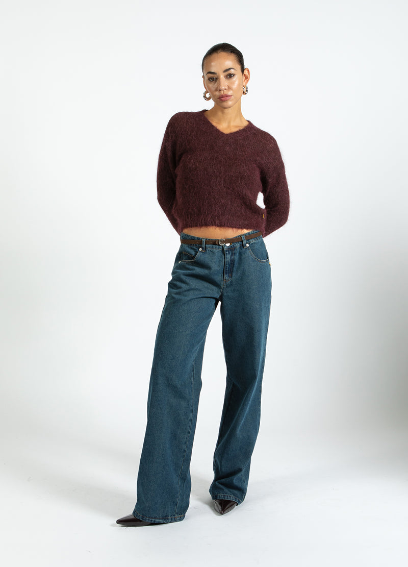 Coster Copenhagen V-HALSSTRICK I ALPACKA Knitwear Bordeaux - 653