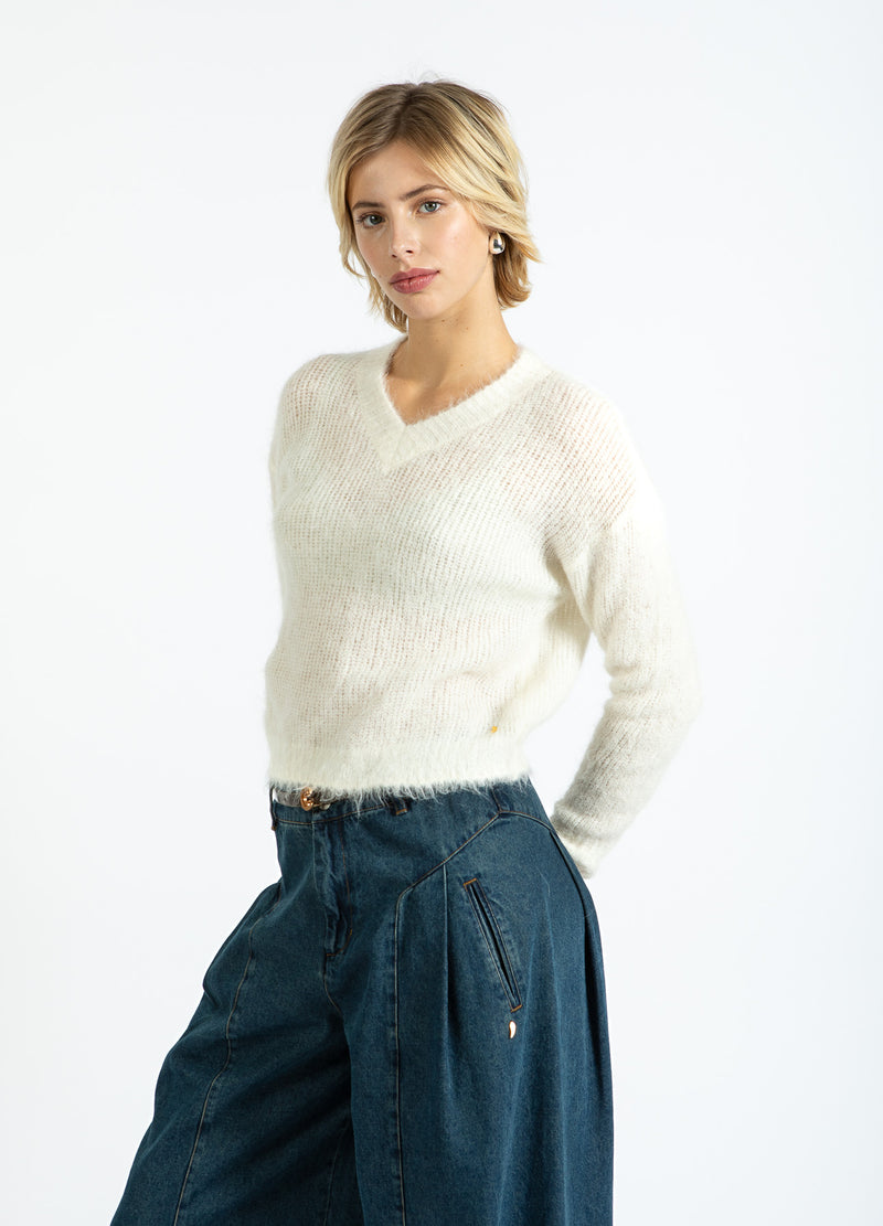 Coster Copenhagen V-HALSSTRICK I ALPACKA Knitwear Off White - 202