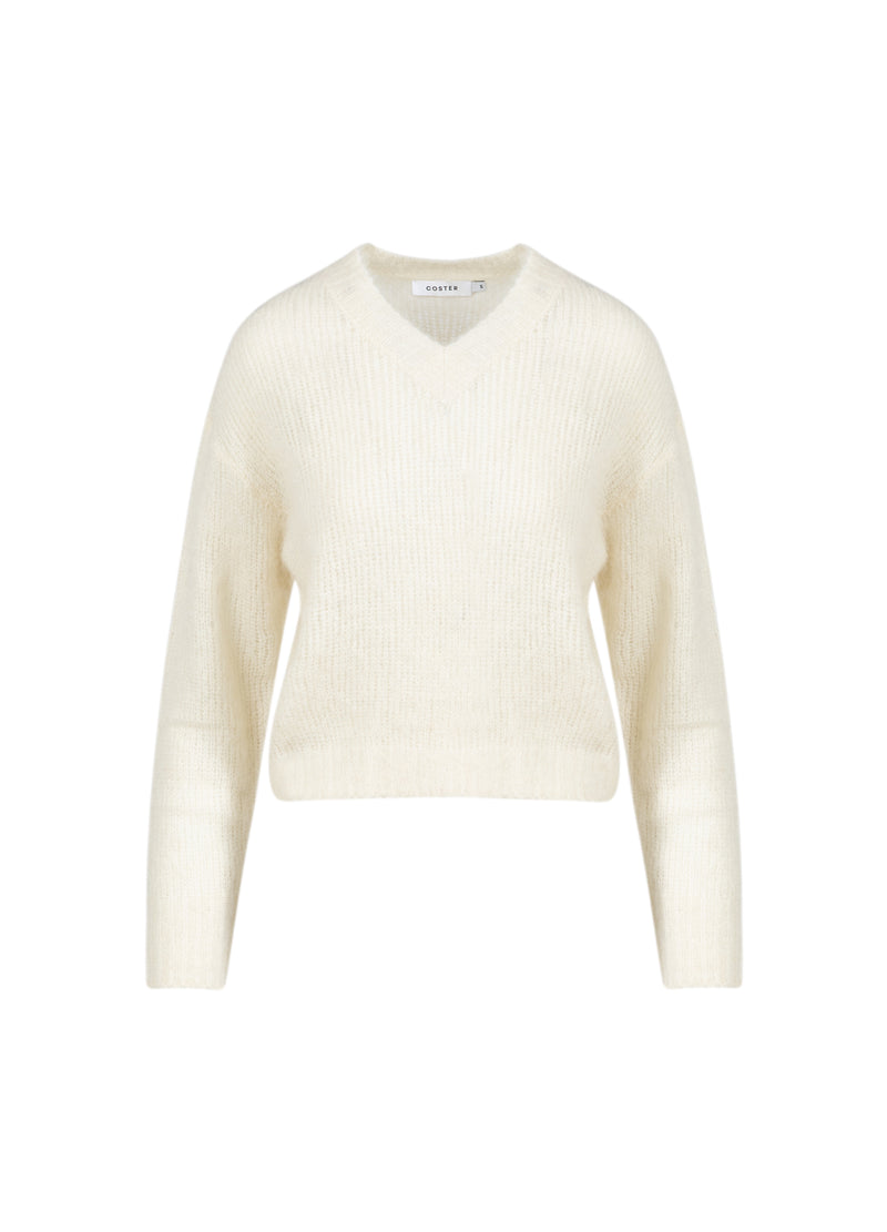 Coster Copenhagen V-HALSSTRICK I ALPACKA Knitwear Off White - 202