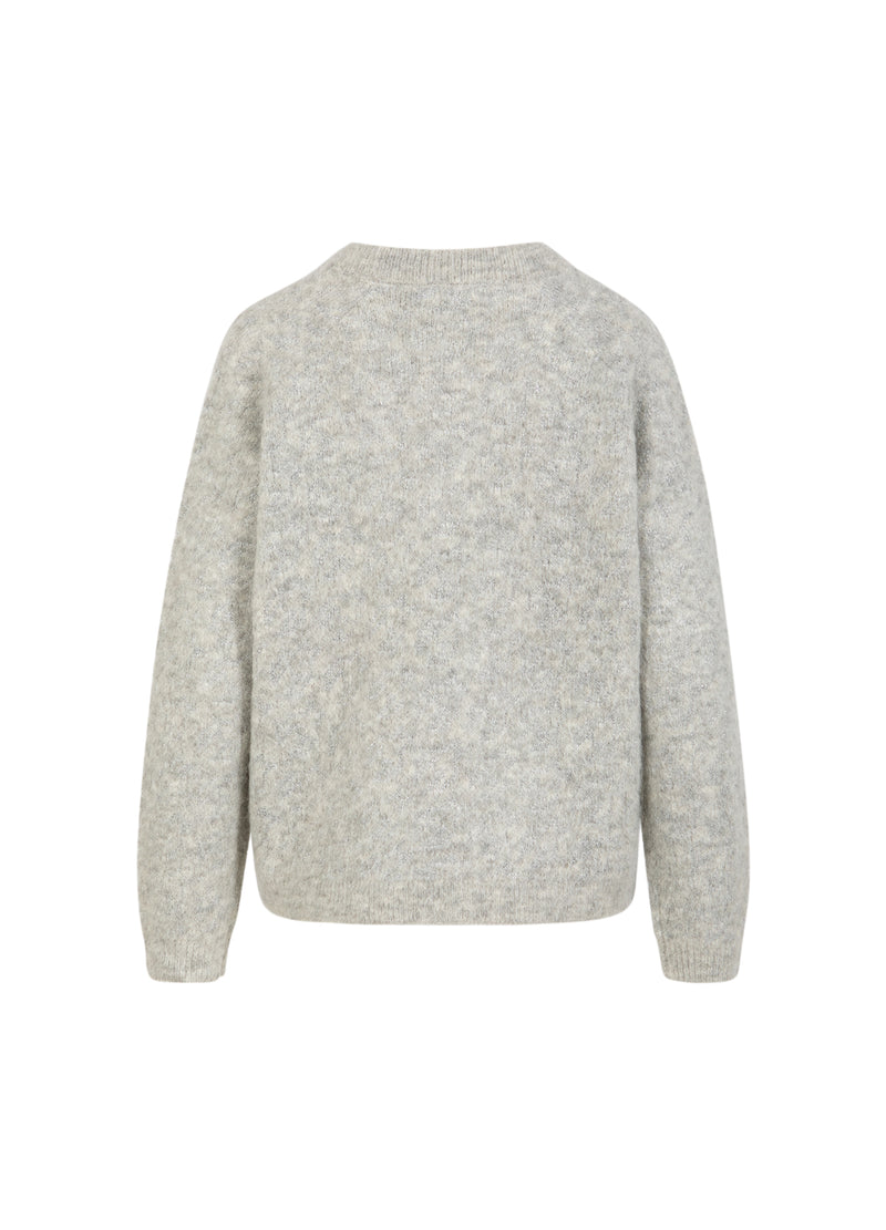 Coster Copenhagen V-ringning med silver hundtandsmönster Knitwear Mist grey - 121