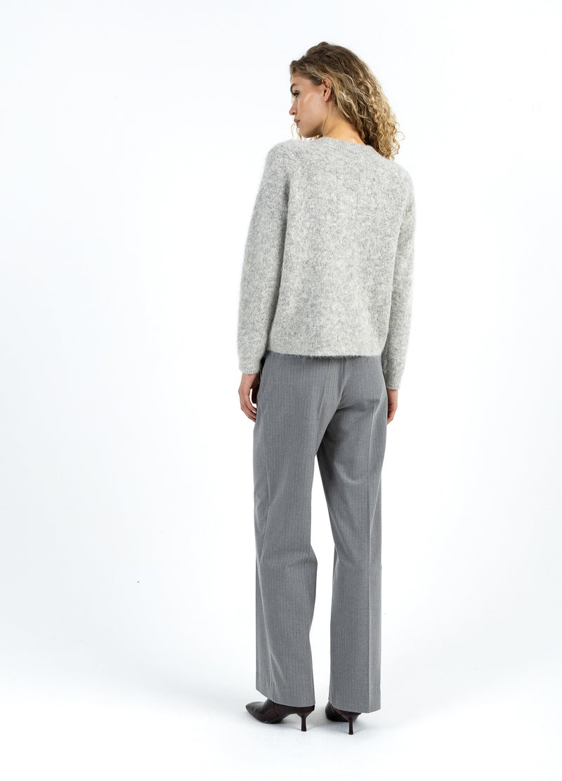 Coster Copenhagen V-ringning med silver hundtandsmönster Knitwear Mist grey - 121