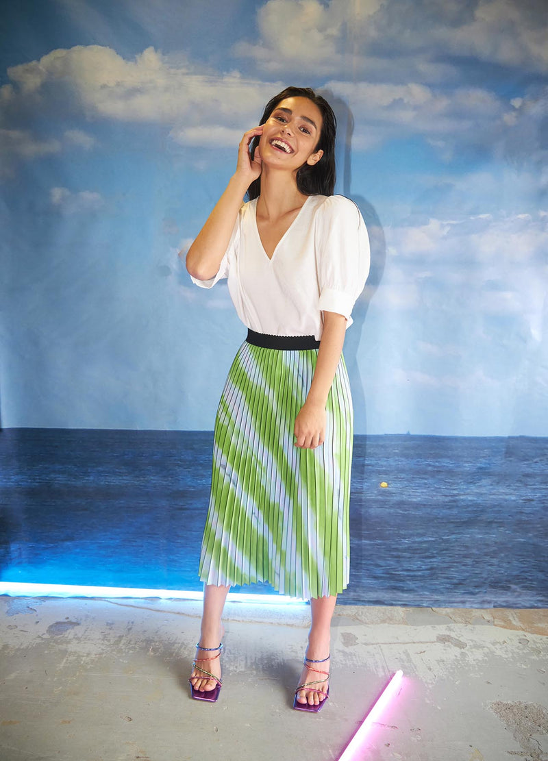 Coster Copenhagen  VECKAD KJOL M. BLEKT RANDIGT MÖNSTER  Skirt Faded stripe print - 903