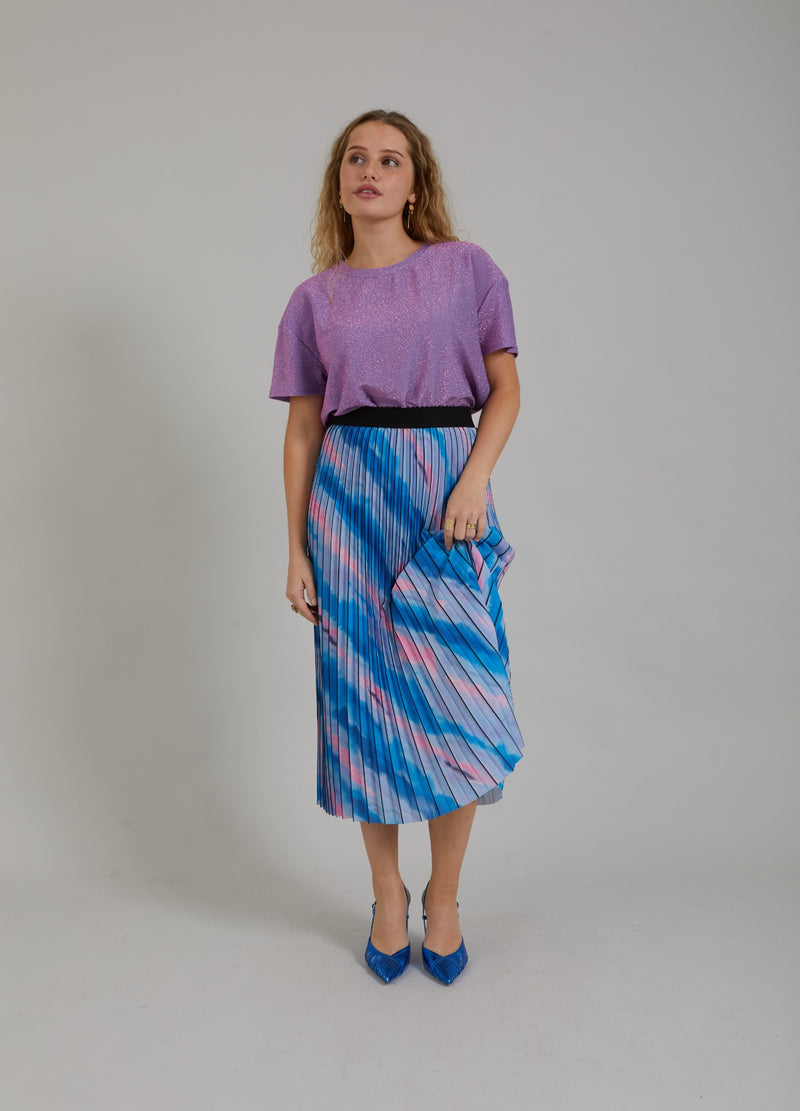 Coster Copenhagen  VECKAD KJOL M. BLEKT RANDIGT MÖNSTER  Skirt Faded stripe print blue - 509
