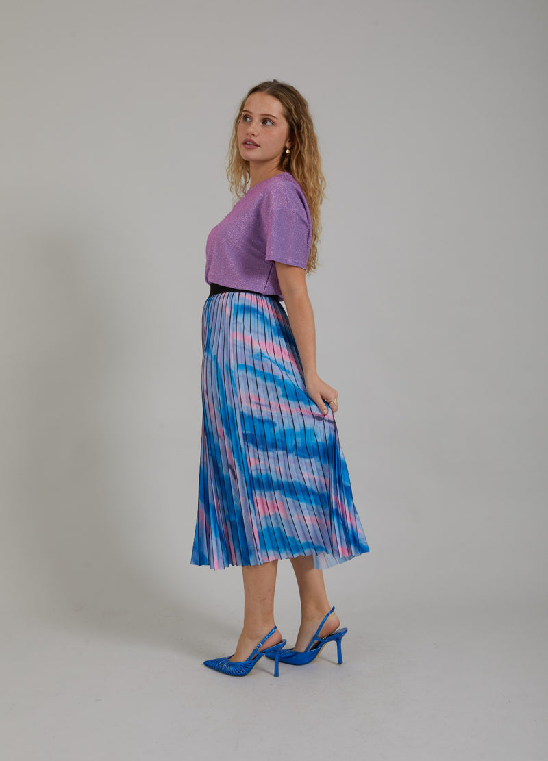 Coster Copenhagen  VECKAD KJOL M. BLEKT RANDIGT MÖNSTER  Skirt Faded stripe print blue - 509