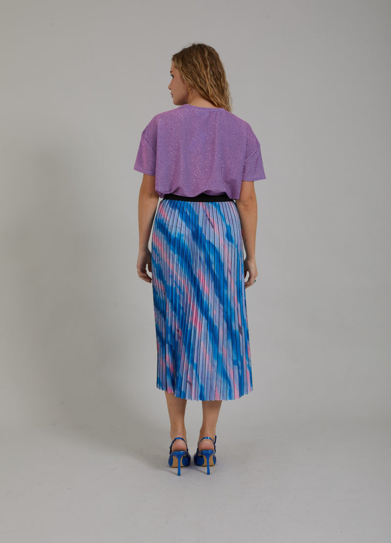 Coster Copenhagen  VECKAD KJOL M. BLEKT RANDIGT MÖNSTER  Skirt Faded stripe print blue - 509