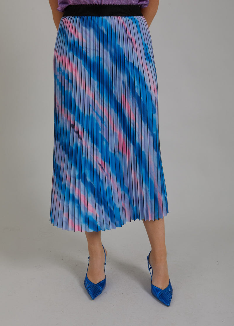 Coster Copenhagen  VECKAD KJOL M. BLEKT RANDIGT MÖNSTER  Skirt Faded stripe print blue - 509