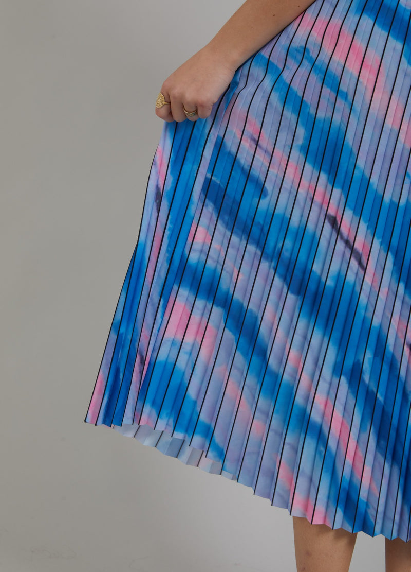 Coster Copenhagen  VECKAD KJOL M. BLEKT RANDIGT MÖNSTER  Skirt Faded stripe print blue - 509