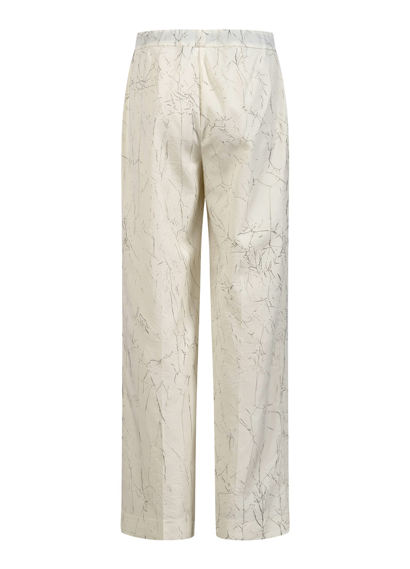 Coster Copenhagen VECKAD KOSTYMBYXOR - PETRA PASSFORM Pants Creme/black crinkle - 937