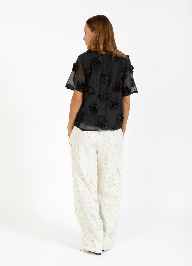 Coster Copenhagen VECKAD KOSTYMBYXOR - PETRA PASSFORM Pants Creme/black crinkle - 937