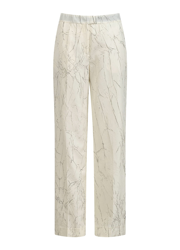 Coster Copenhagen VECKAD KOSTYMBYXOR - PETRA PASSFORM Pants Creme/black crinkle - 937