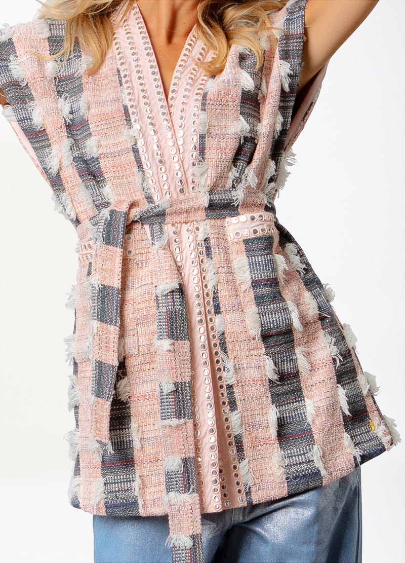 Coster Copenhagen VEST MED SPEJL-BÅND Vest Blush/black jaquard - 638