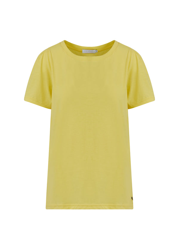 Coster Copenhagen T-SHIRT M. PLISSÉ T-Shirt Warm lemon - 784